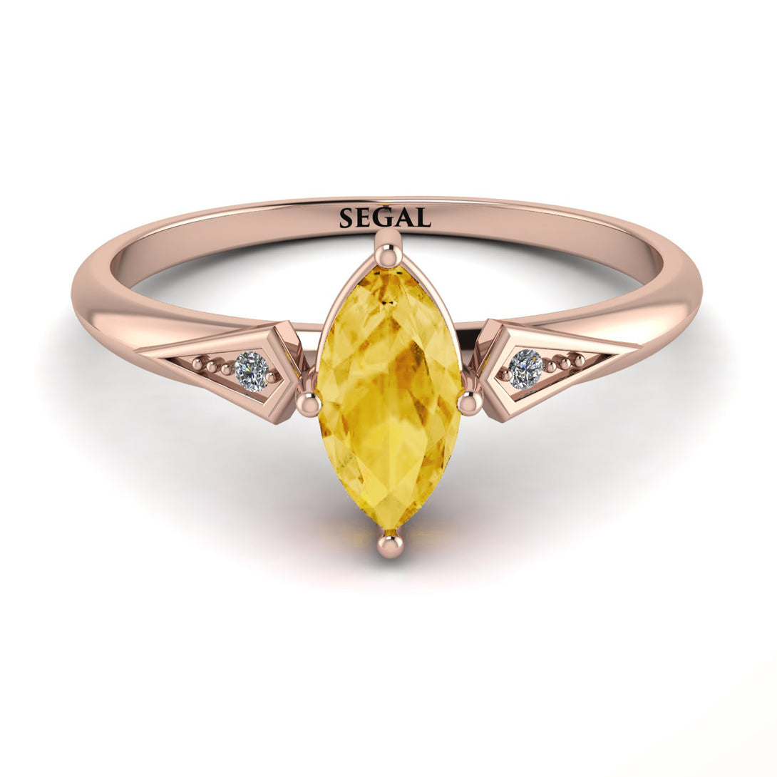 Marquise Citrine Geometrical Engagement Ring - Reese No. 602