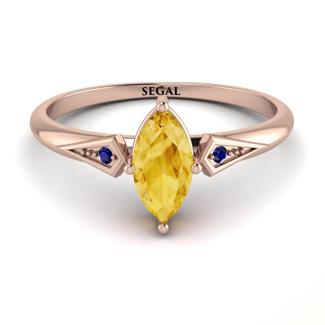 Marquise Citrine Geometrical Engagement Ring - Reese No. 614
