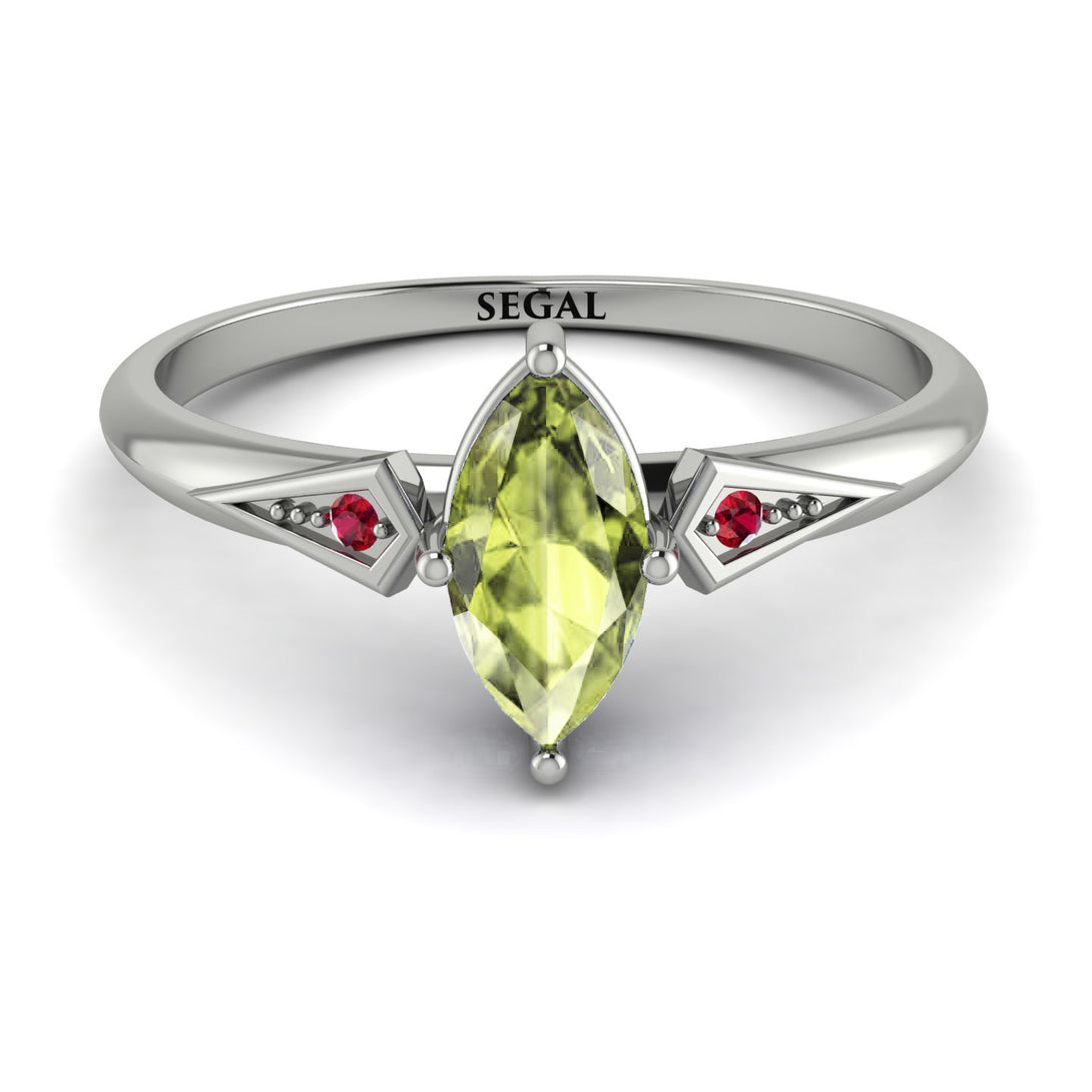 Marquise Peridot Geometrical Engagement Ring - Reese No. 712