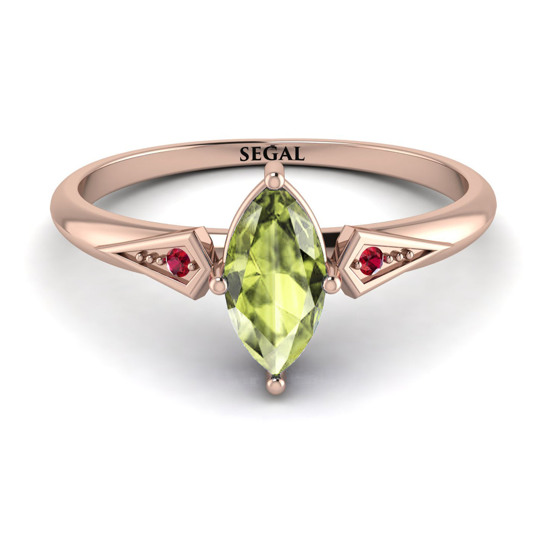 Marquise Peridot Geometrical Engagement Ring - Reese No. 711