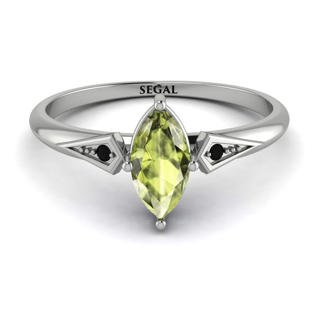 Marquise Peridot Geometrical Engagement Ring - Reese No. 709