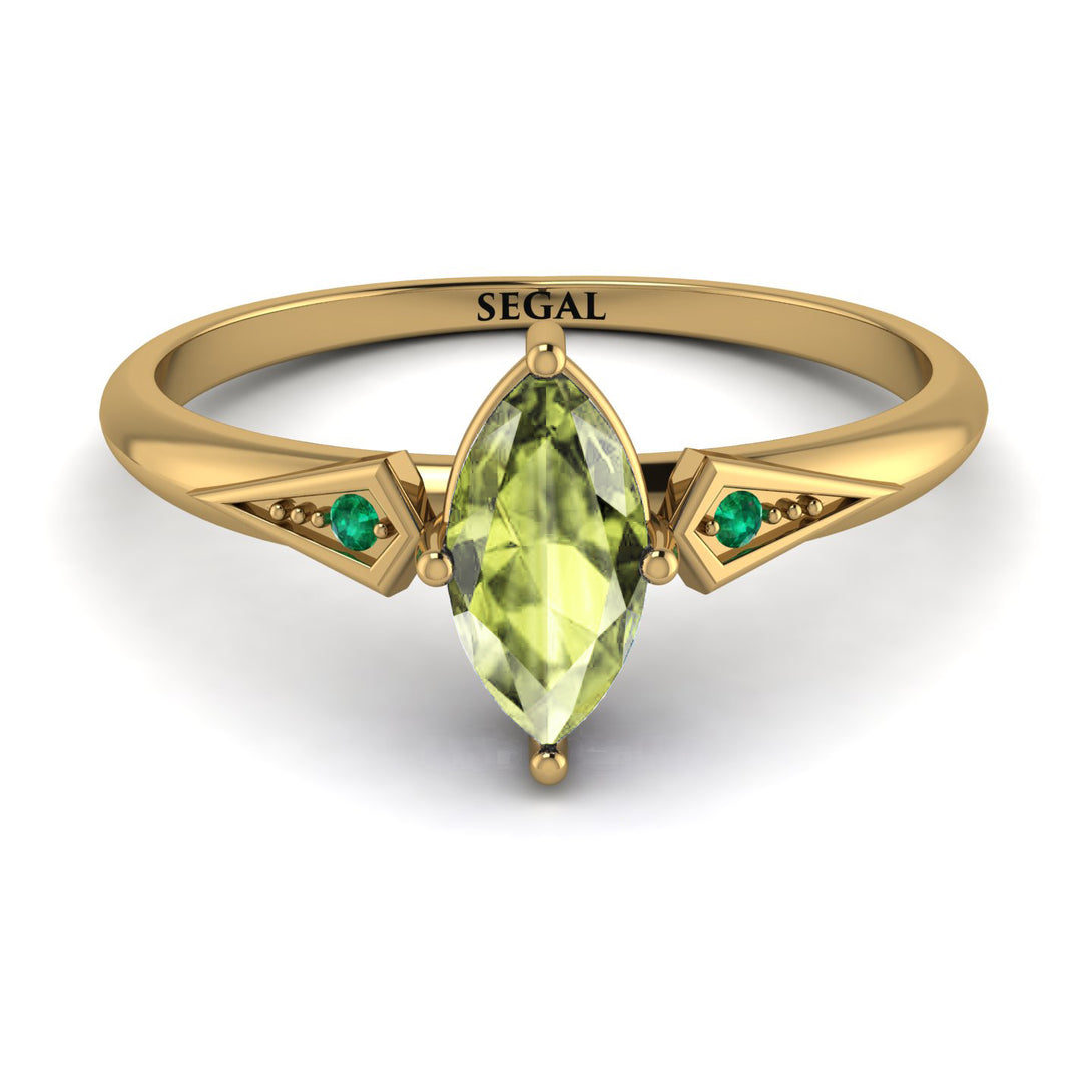 Marquise Peridot Geometrical Engagement Ring - Reese No. 704