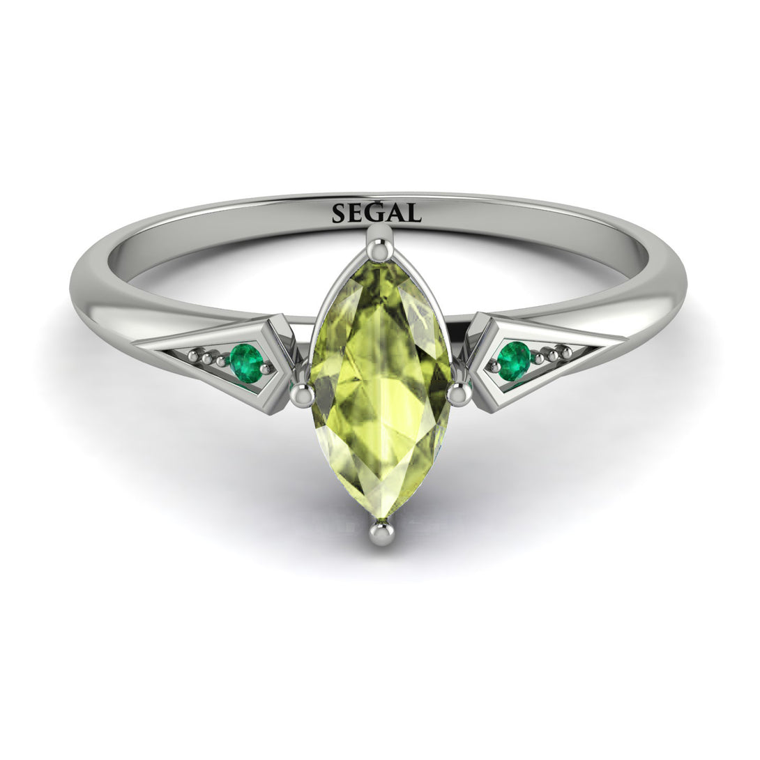 Marquise Peridot Geometrical Engagement Ring - Reese No. 706