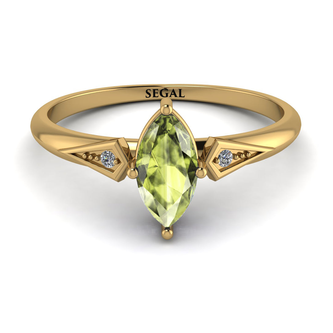Marquise Peridot Geometrical Engagement Ring - Reese No. 701