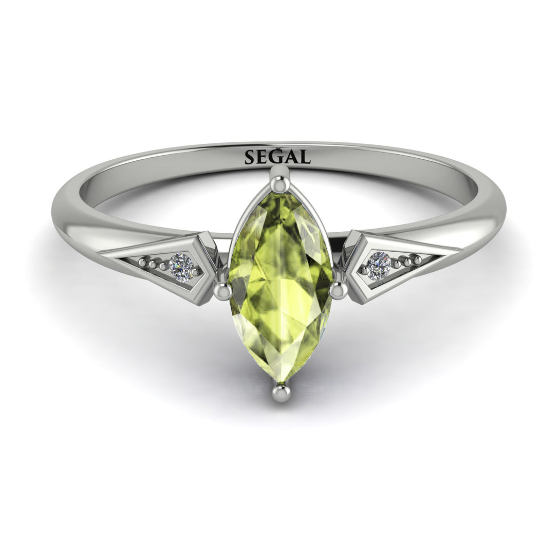 Marquise Peridot Geometrical Engagement Ring - Reese No. 703