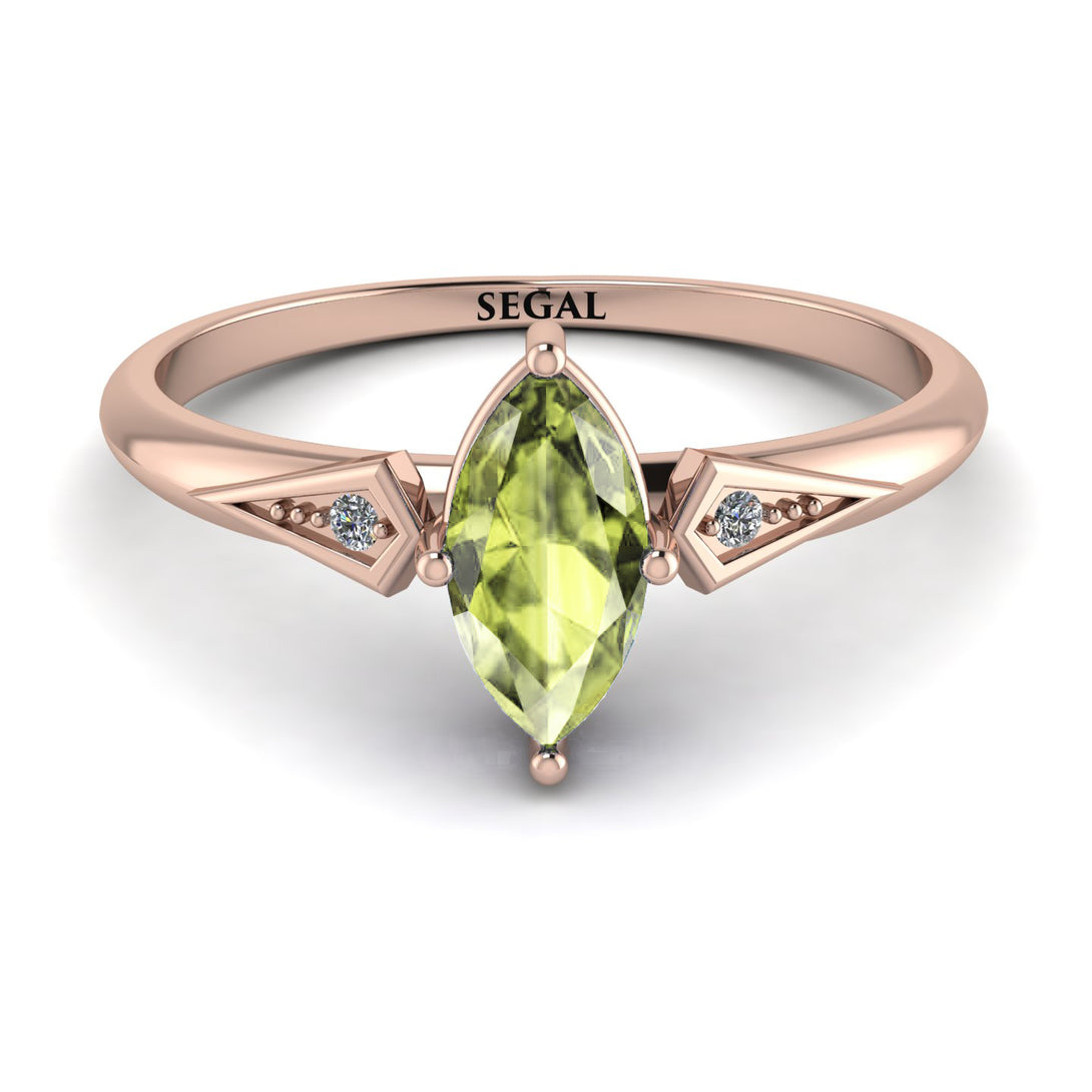 Marquise Peridot Geometrical Engagement Ring - Reese No. 702