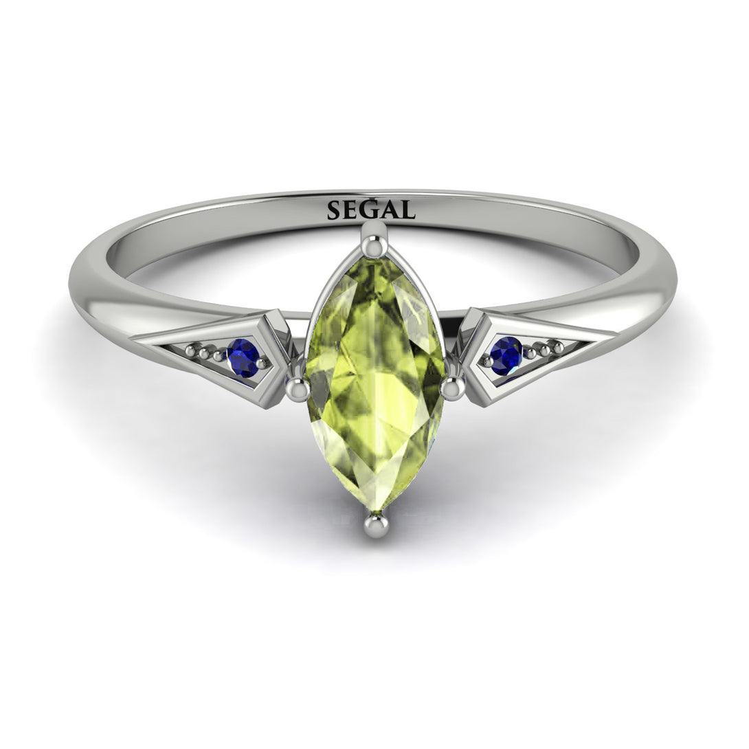 Marquise Peridot Geometrical Engagement Ring - Reese No. 715