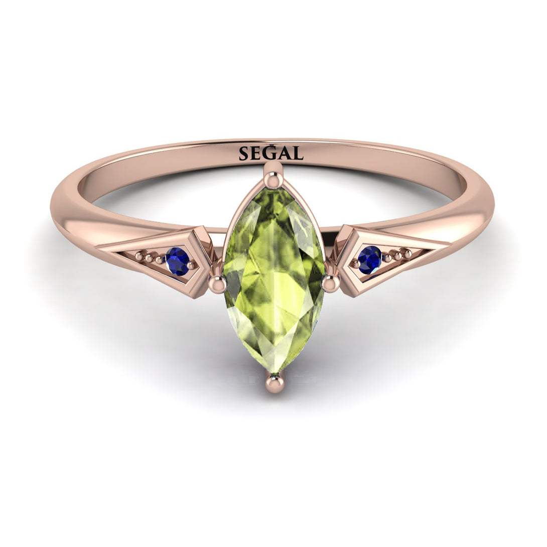 Marquise Peridot Geometrical Engagement Ring - Reese No. 714