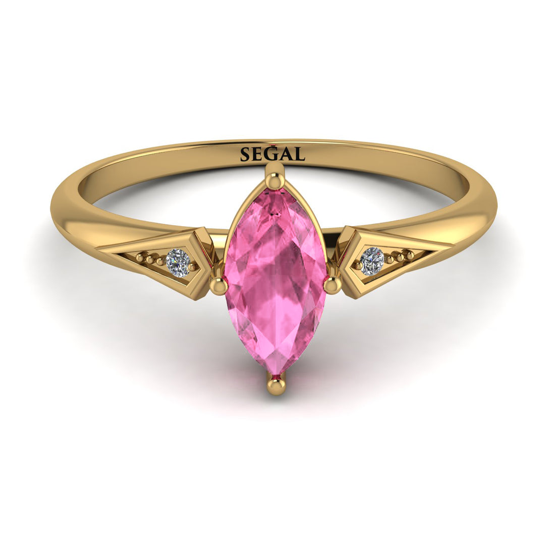 Marquise Pink Moissanite Geometrical Engagement Ring - Reese No. 801
