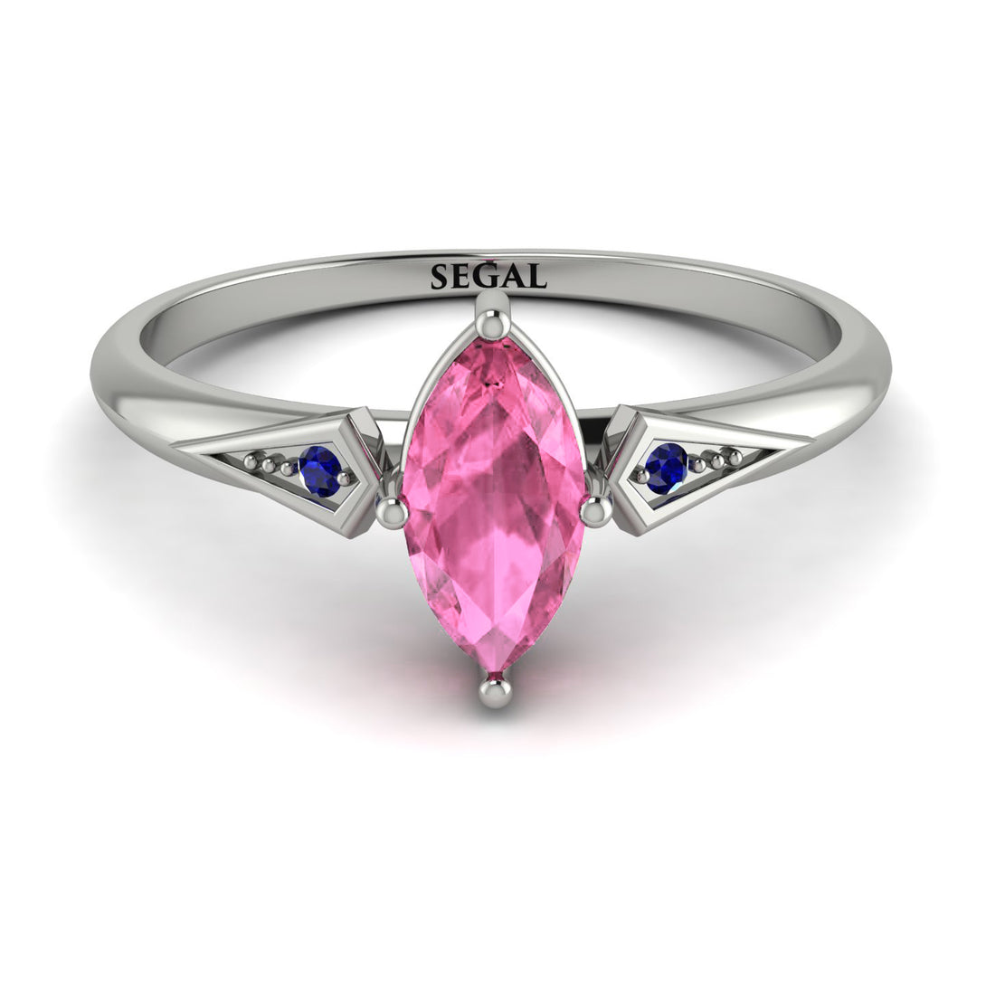 Marquise Pink Moissanite Geometrical Engagement Ring - Reese No. 815
