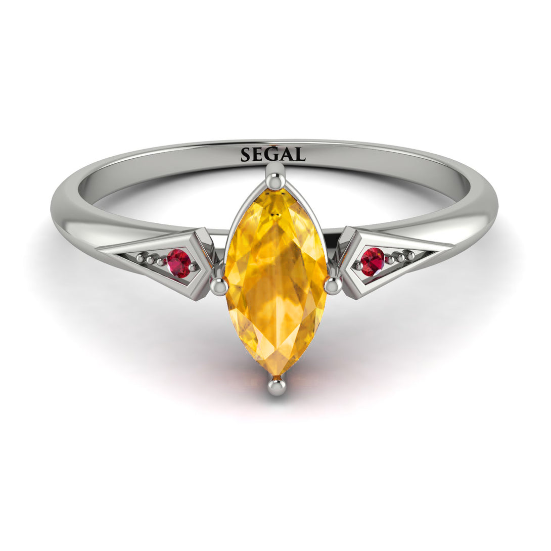 Marquise Yellow Diamond Geometrical Engagement Ring - Reese No. 1012