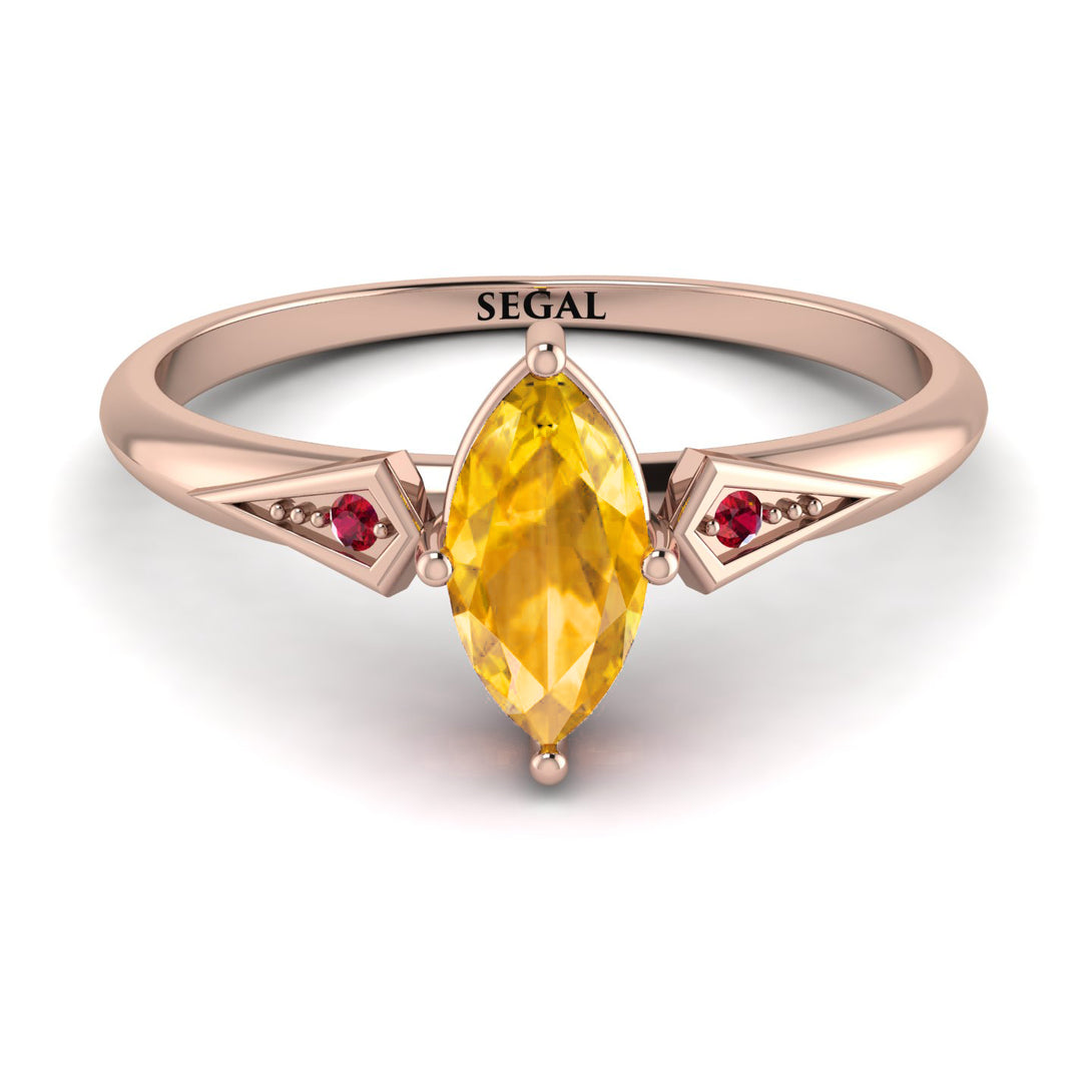 Marquise Yellow Diamond Geometrical Engagement Ring - Reese No. 1011