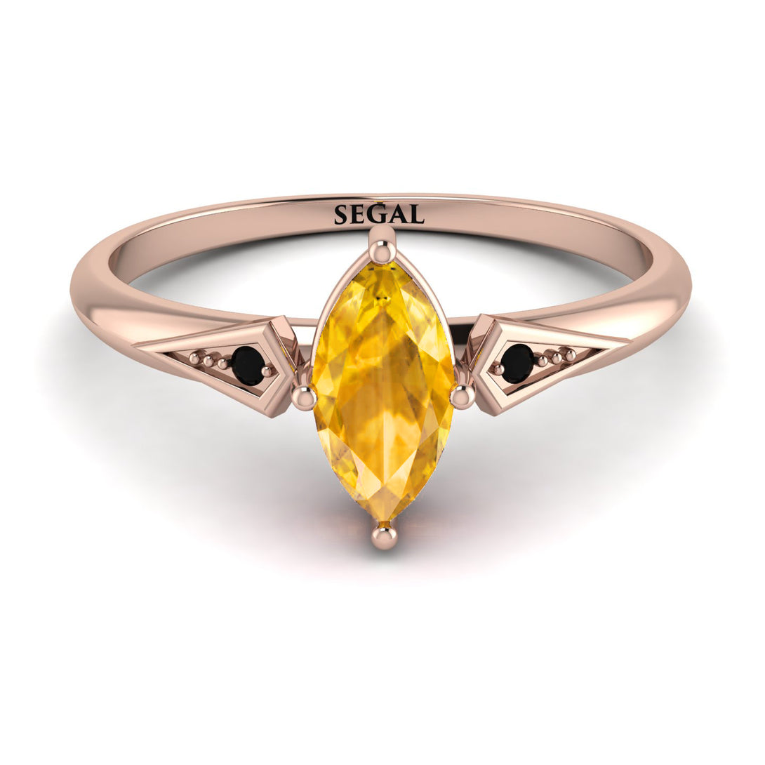 Marquise Yellow Diamond Geometrical Engagement Ring - Reese No. 1008
