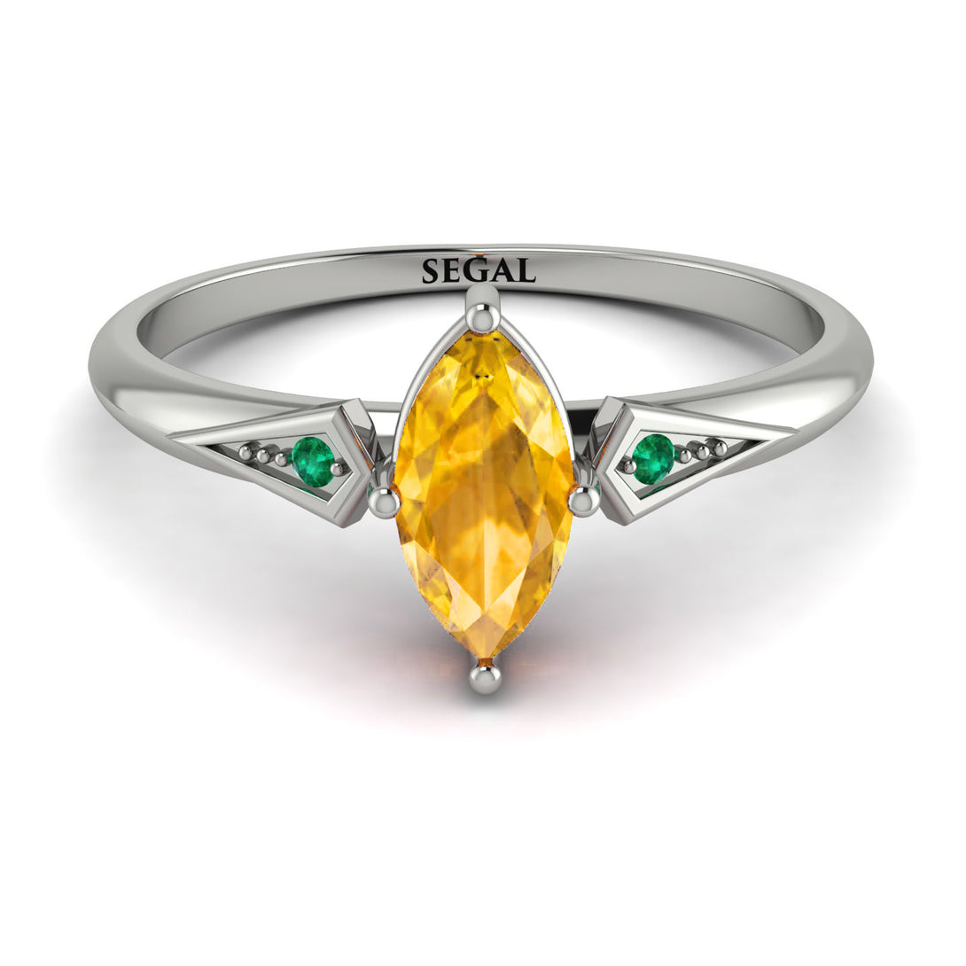 Marquise Yellow Diamond Geometrical Engagement Ring - Reese No. 1006