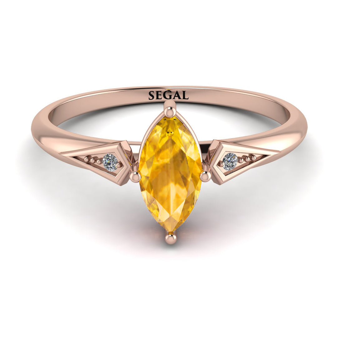Marquise Yellow Diamond Geometrical Engagement Ring - Reese No. 1002