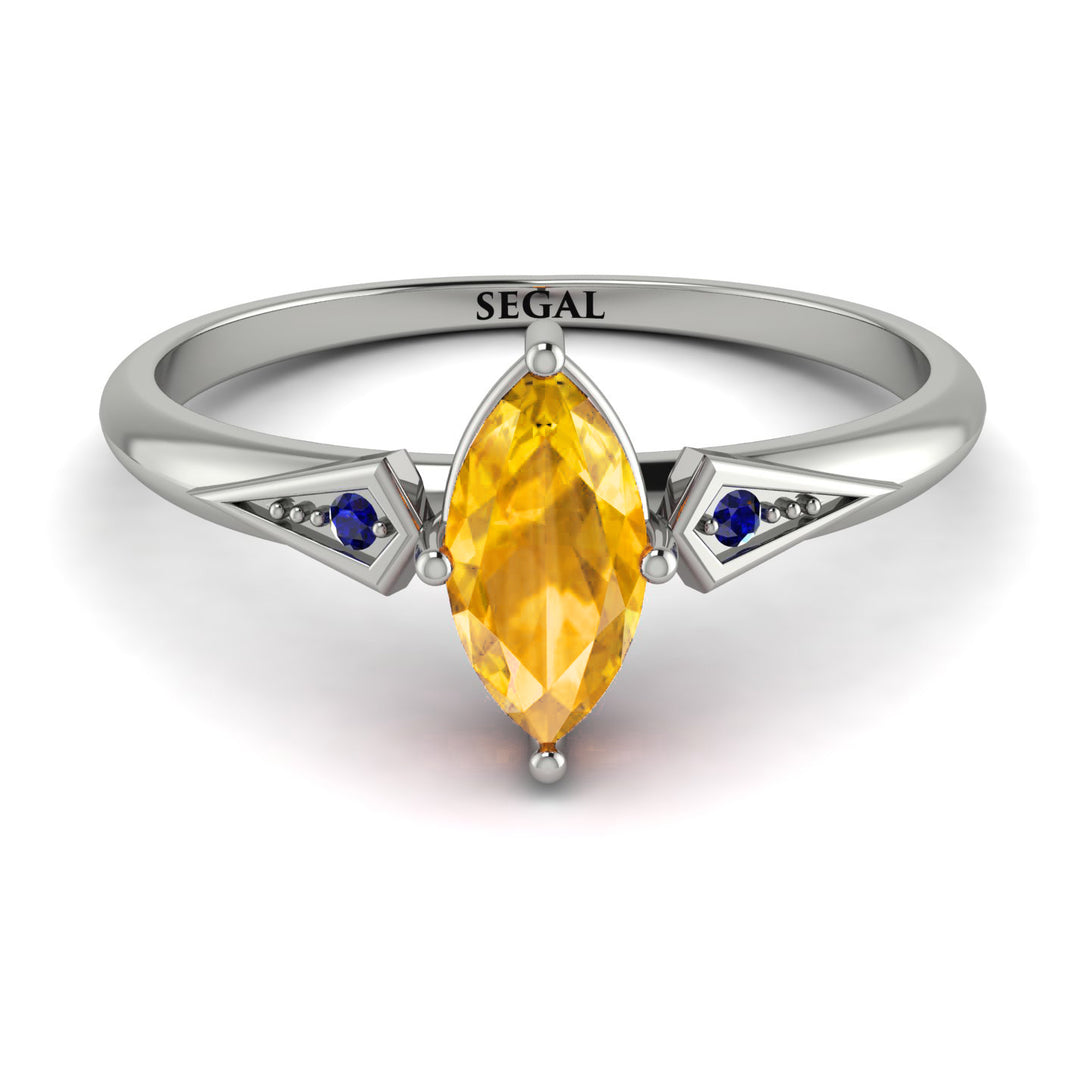 Marquise Yellow Diamond Geometrical Engagement Ring - Reese No. 1015