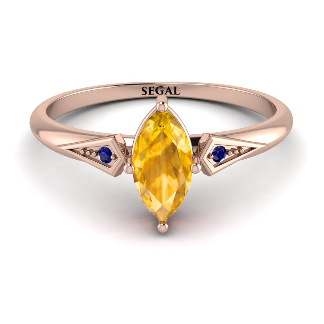 Marquise Yellow Diamond Geometrical Engagement Ring - Reese No. 1014