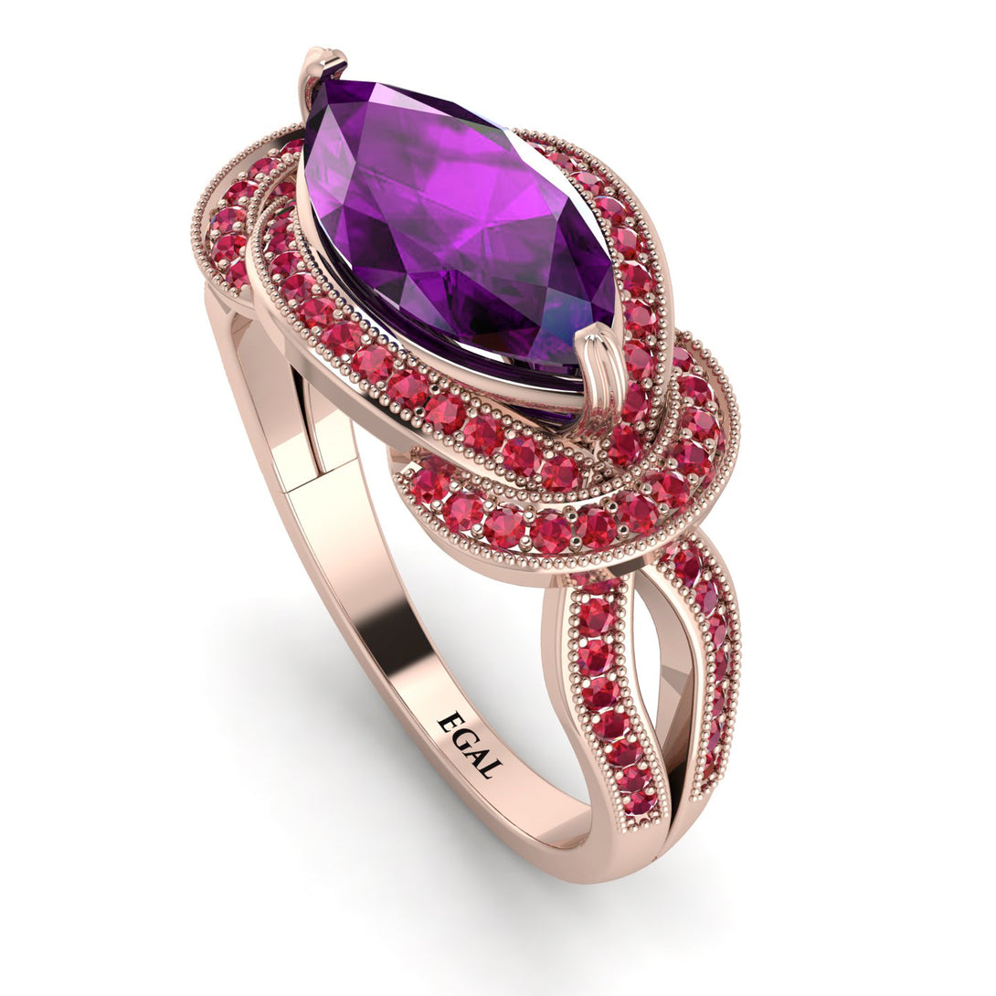 Milgrain Marquise Amethyst Engagement Ring - Marley No. 311