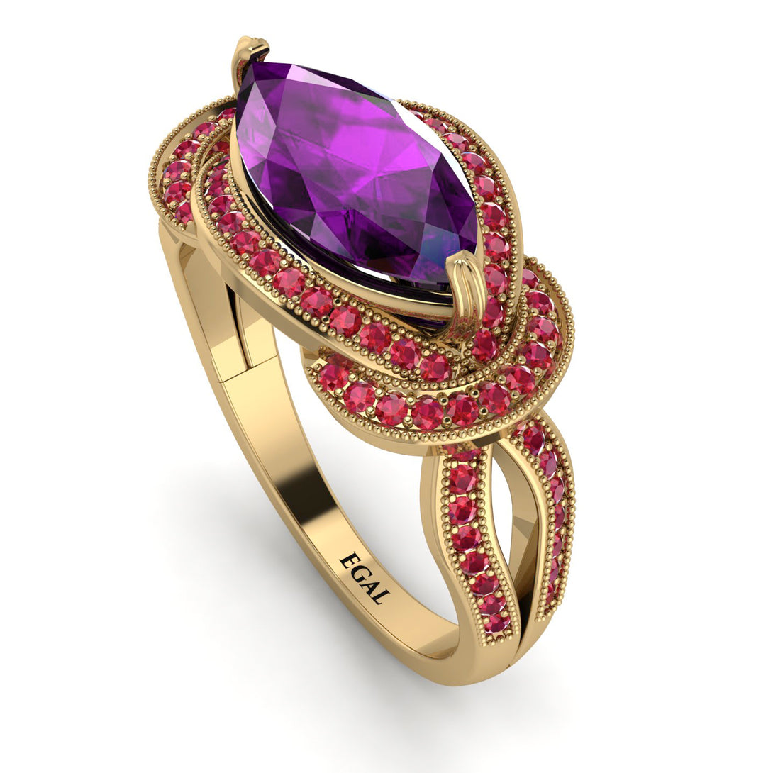 Milgrain Marquise Amethyst Engagement Ring - Marley No. 310