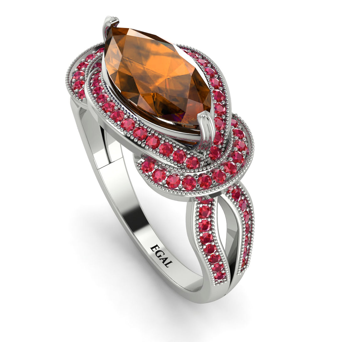 Milgrain Marquise Brown Diamond Engagement Ring - Marley No. 1112