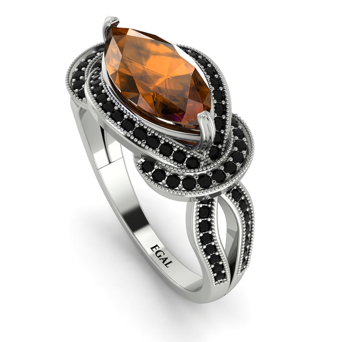 Milgrain Marquise Brown Diamond Engagement Ring - Marley No. 1109