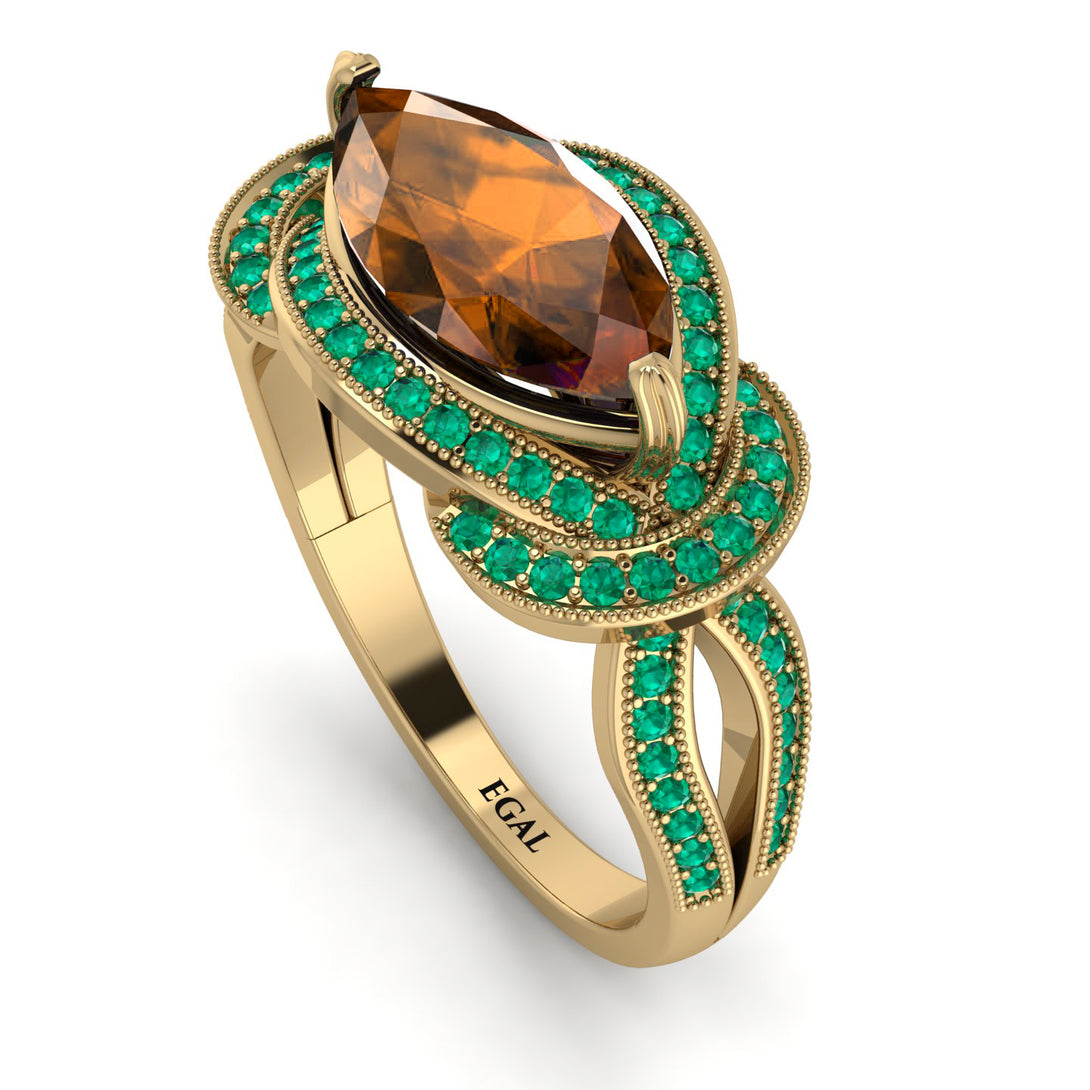 Milgrain Marquise Brown Diamond Engagement Ring - Marley No. 1104