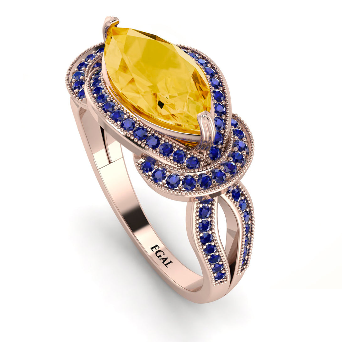 Milgrain Marquise Citrine Engagement Ring - Marley No. 614