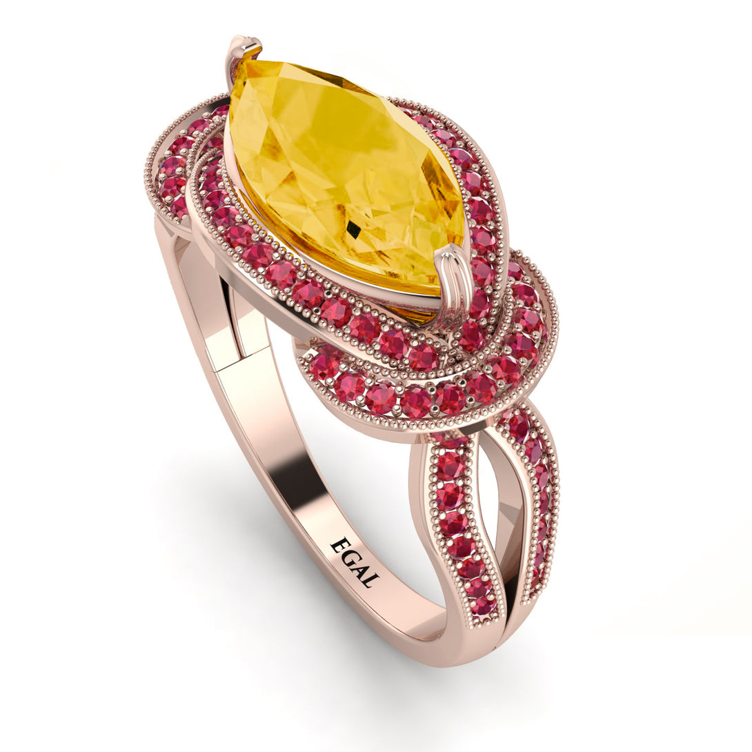 Milgrain Marquise Citrine Engagement Ring - Marley No. 611