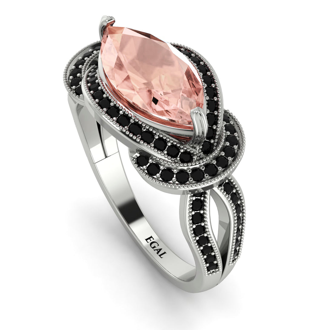 Milgrain Marquise Morganite Engagement Ring - Marley No. 909