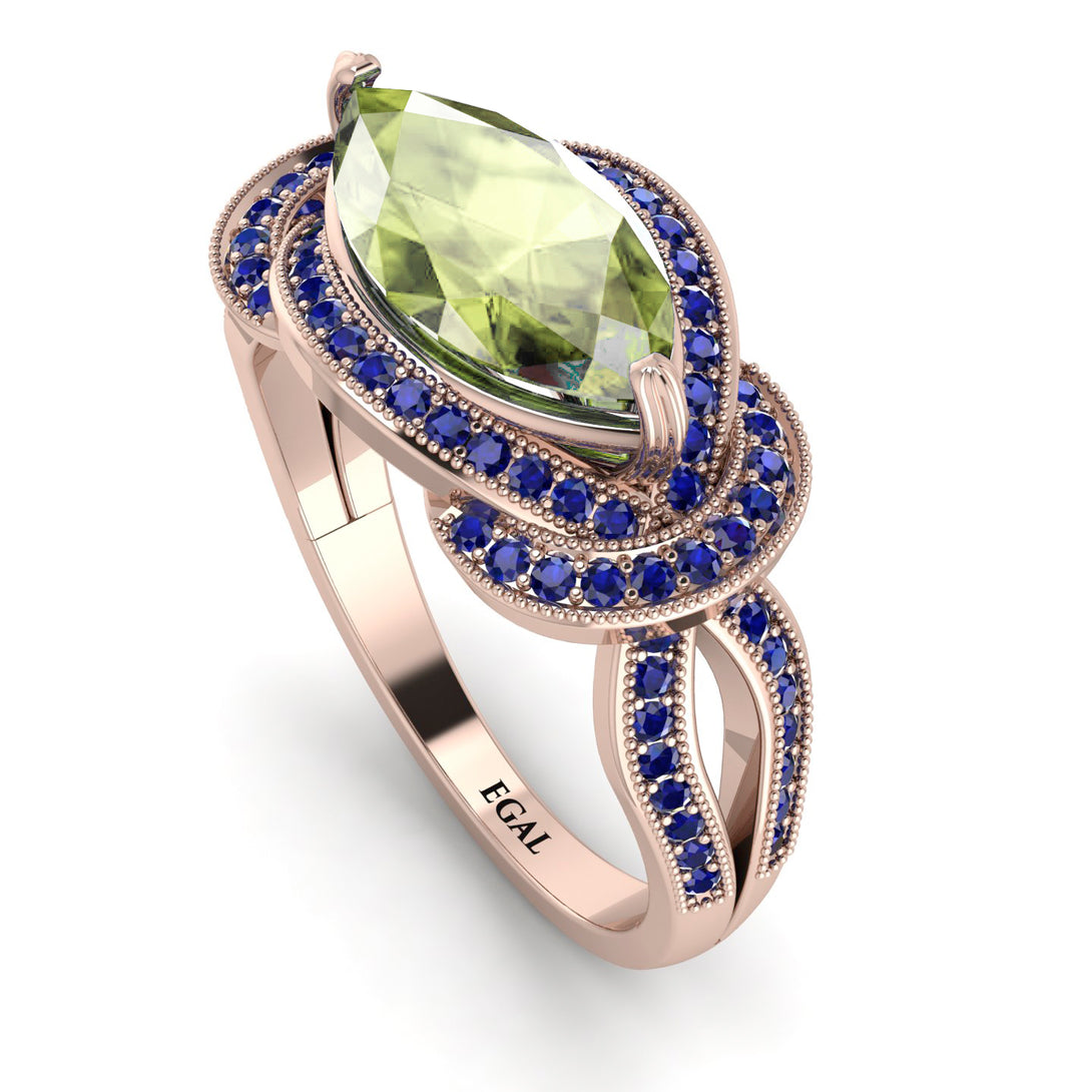 Milgrain Marquise Peridot Engagement Ring - Marley No. 714