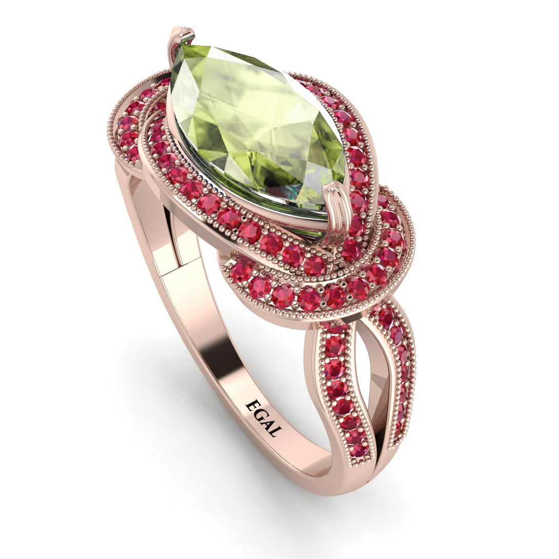 Milgrain Marquise Peridot Engagement Ring - Marley No. 711