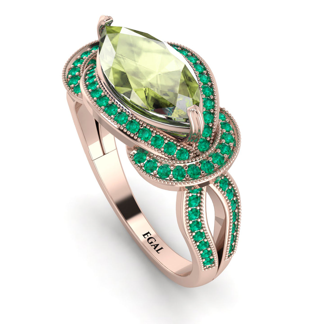 Milgrain Marquise Peridot Engagement Ring - Marley No. 705