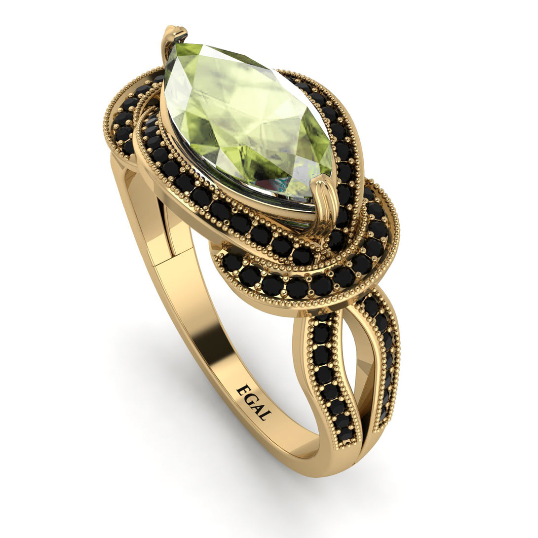 Milgrain Marquise Peridot Engagement Ring - Marley No. 707