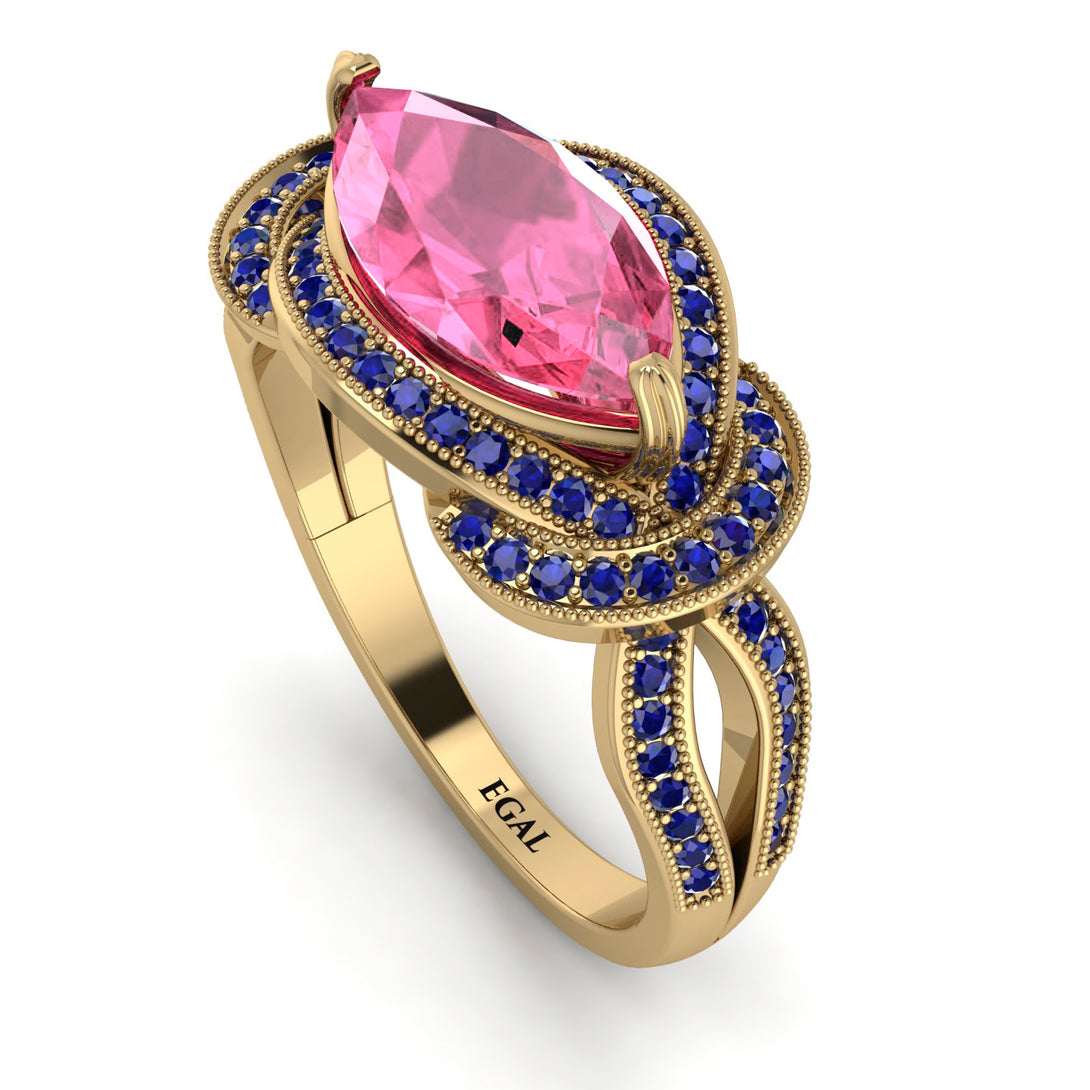Milgrain Marquise Pink Moissanite Engagement Ring - Marley No. 813
