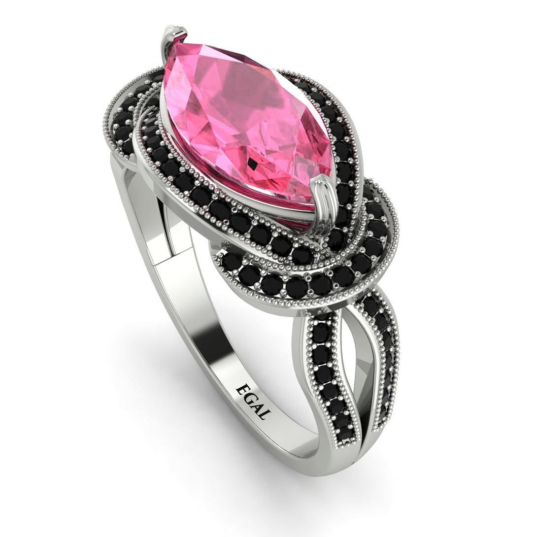 Milgrain Marquise Pink Moissanite Engagement Ring - Marley No. 809
