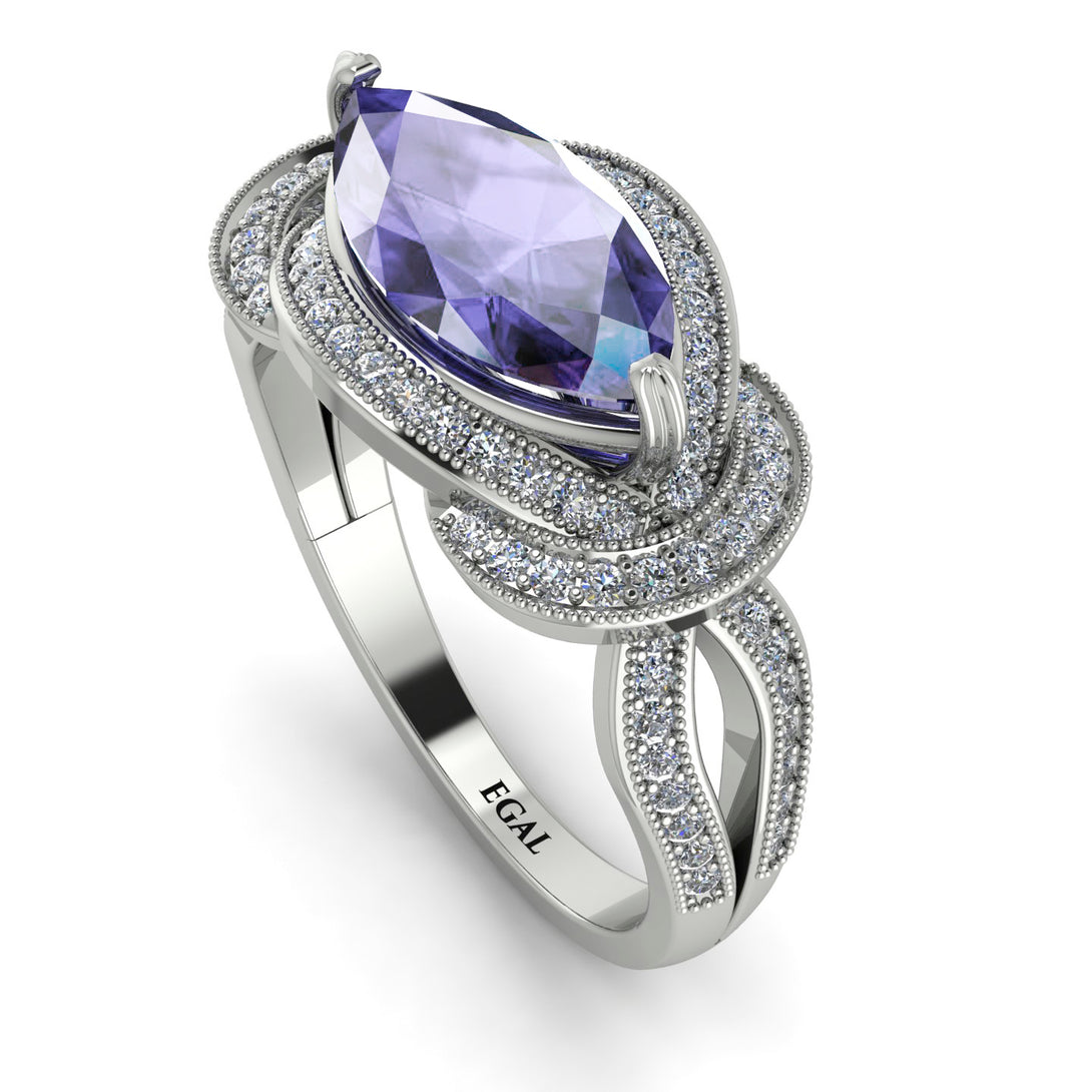Milgrain Marquise Tanzanite Engagement Ring - Marley No. 203