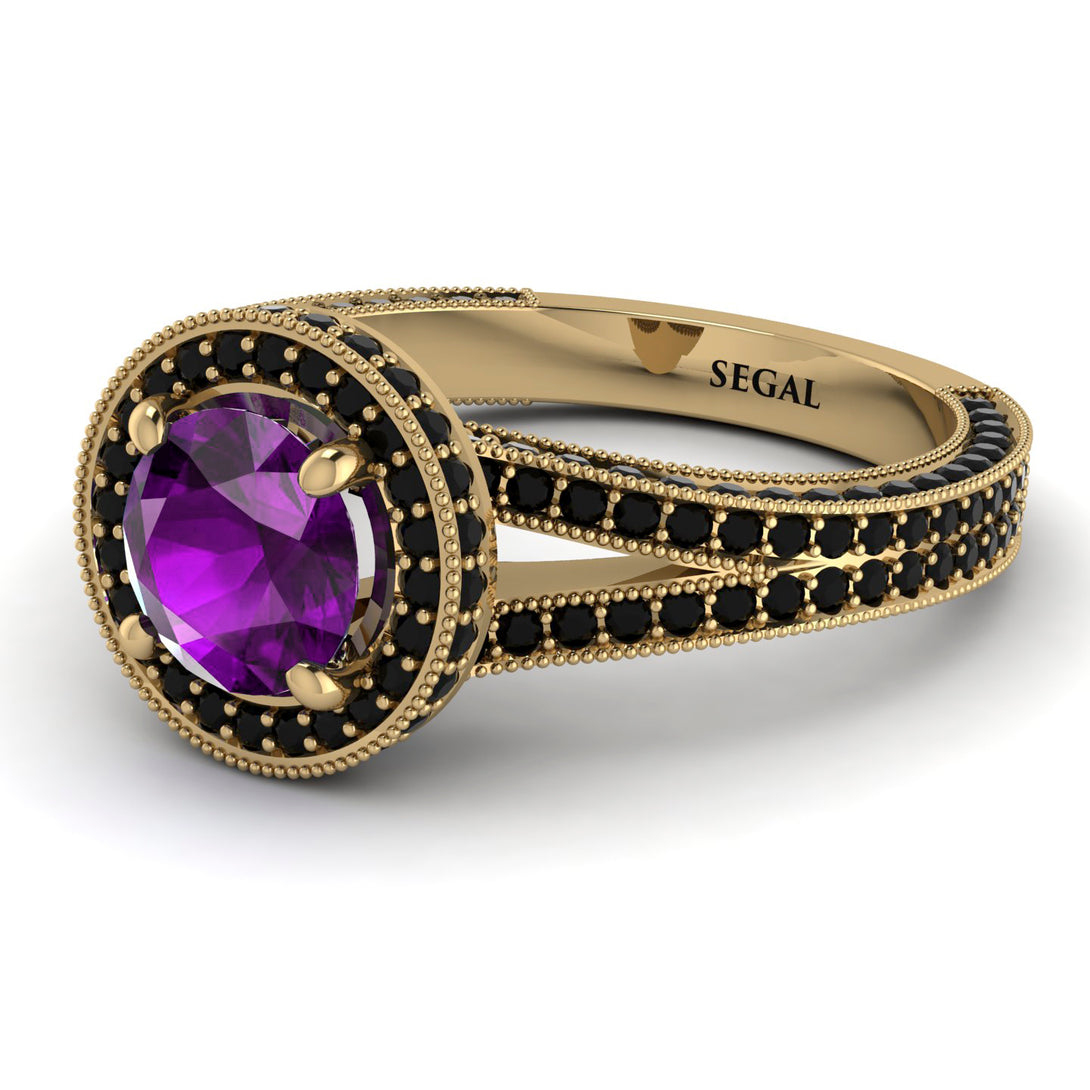 Milgrain Round Amethyst Engagement Ring - Payton No. 307