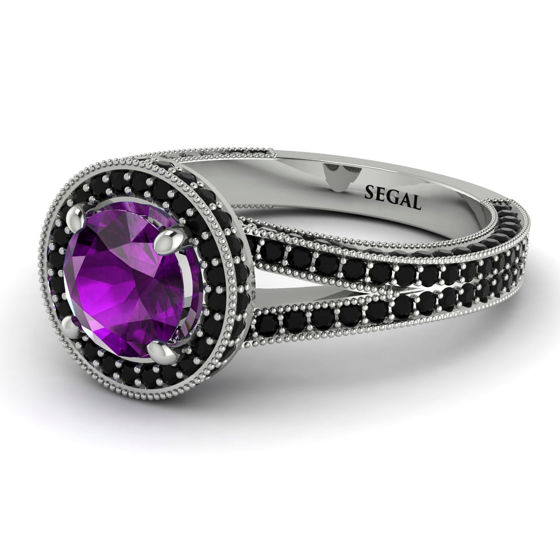 Milgrain Round Amethyst Engagement Ring - Payton No. 309