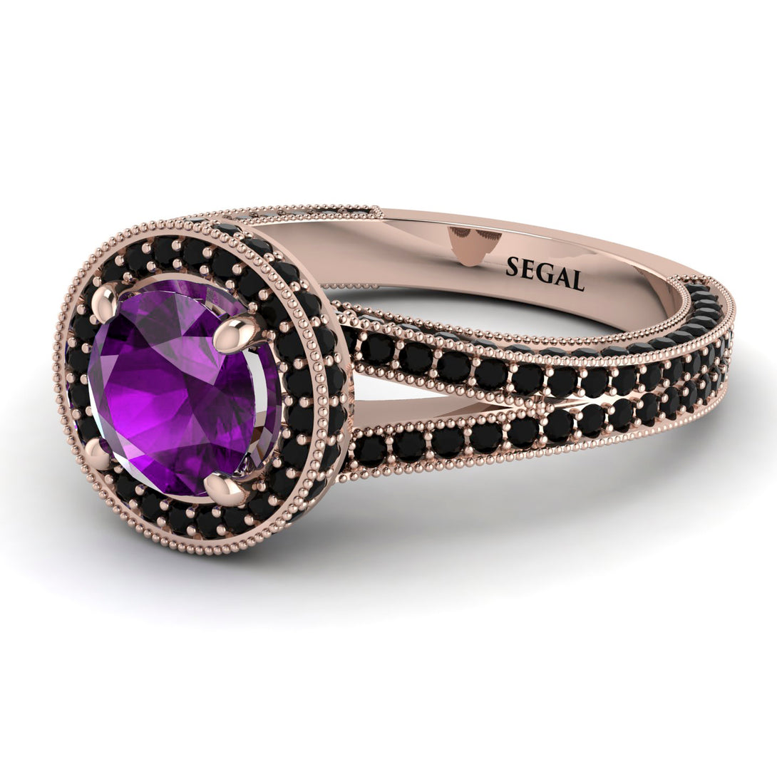 Milgrain Round Amethyst Engagement Ring - Payton No. 308