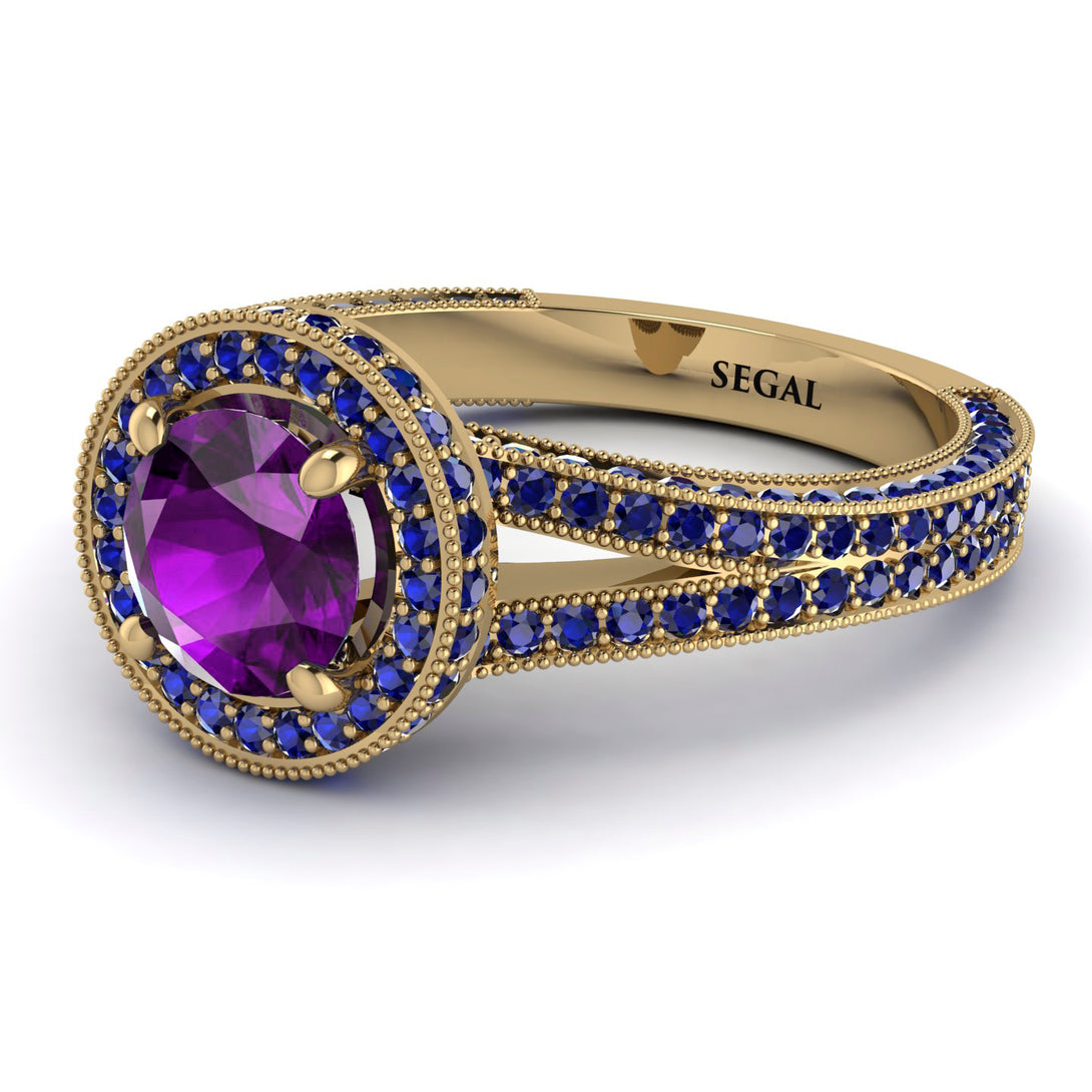Milgrain Round Amethyst Engagement Ring - Payton No. 313