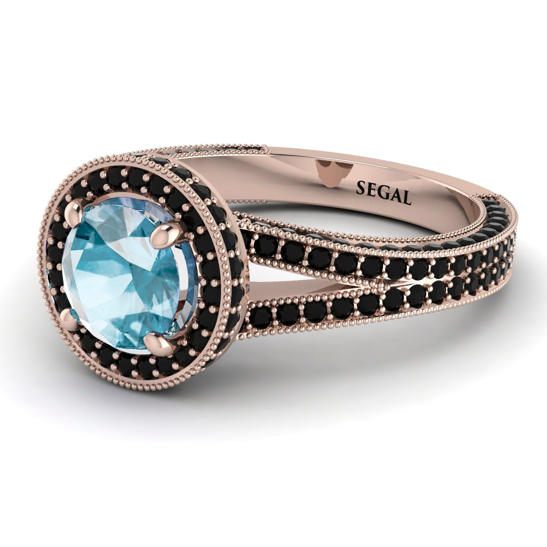 Milgrain Round Aquamarine Engagement Ring - Payton No. 408