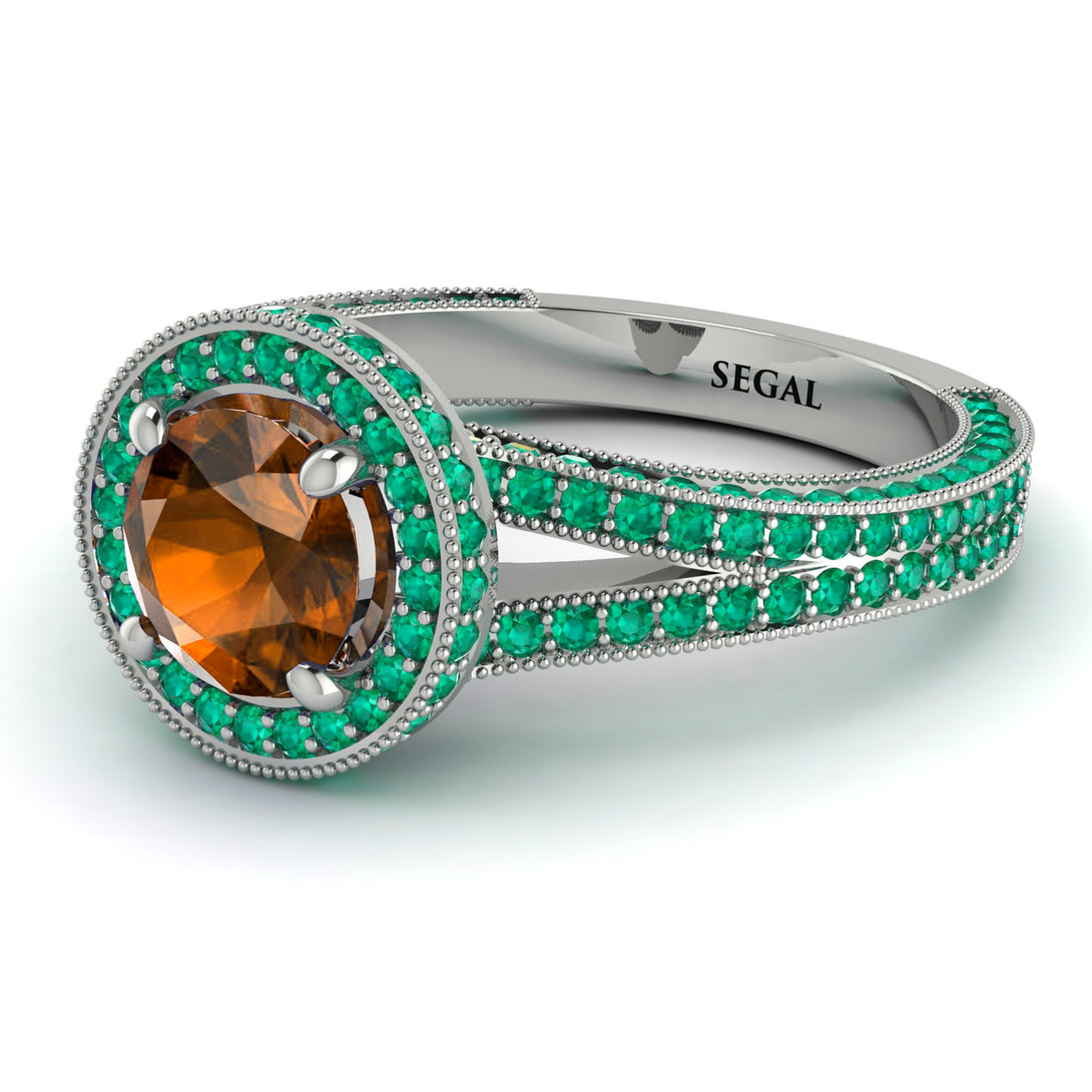 Milgrain Round Brown Diamond Engagement Ring - Payton No. 1106