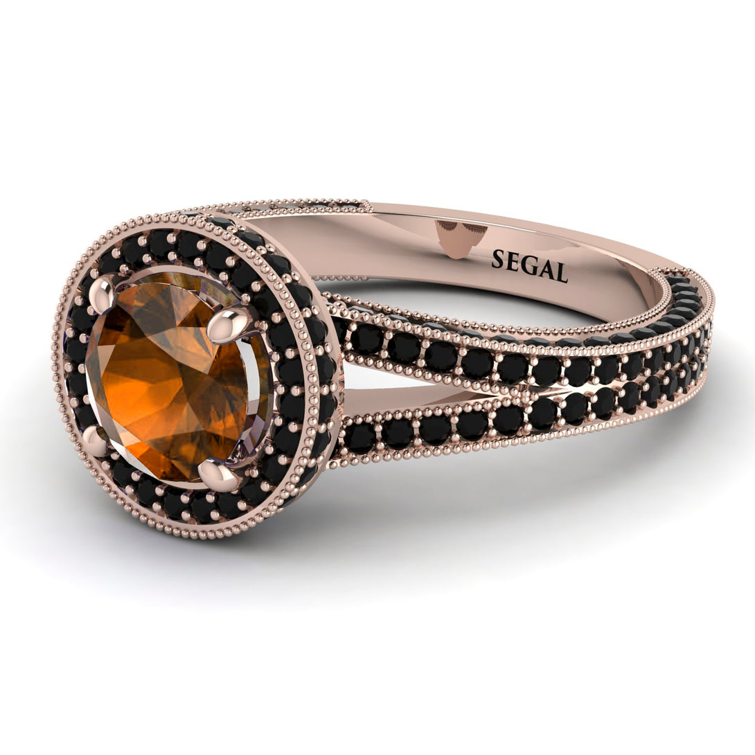 Milgrain Round Brown Diamond Engagement Ring - Payton No. 1108
