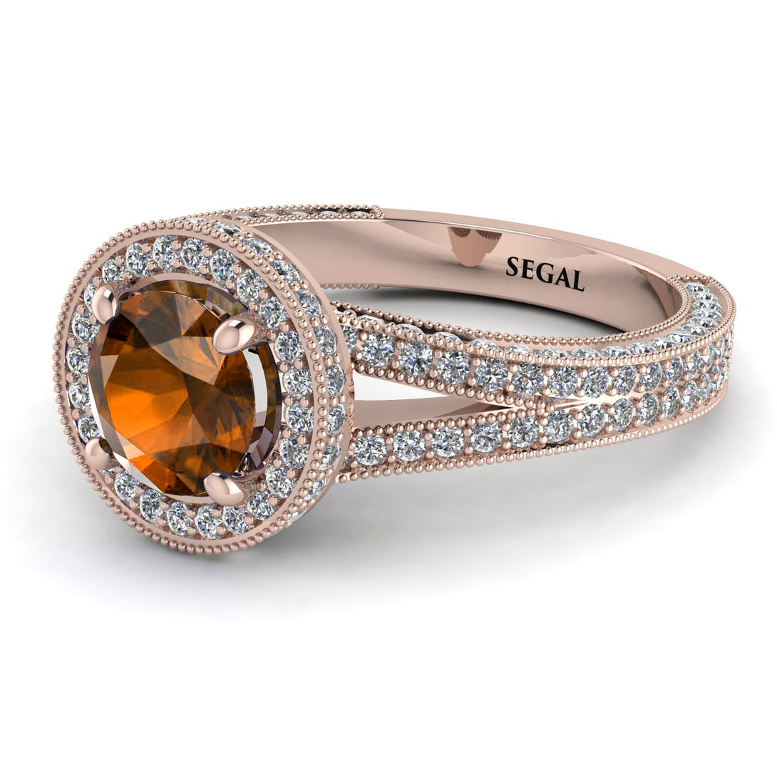 Milgrain Round Brown Diamond Engagement Ring - Payton No. 1102