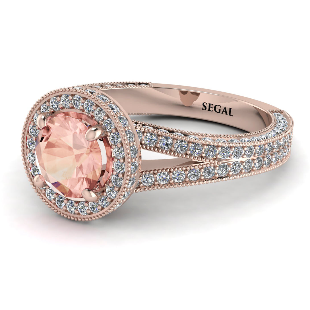 Milgrain Round Morganite Engagement Ring - Payton No. 902