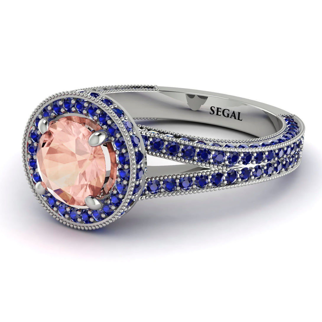 Milgrain Round Morganite Engagement Ring - Payton No. 915