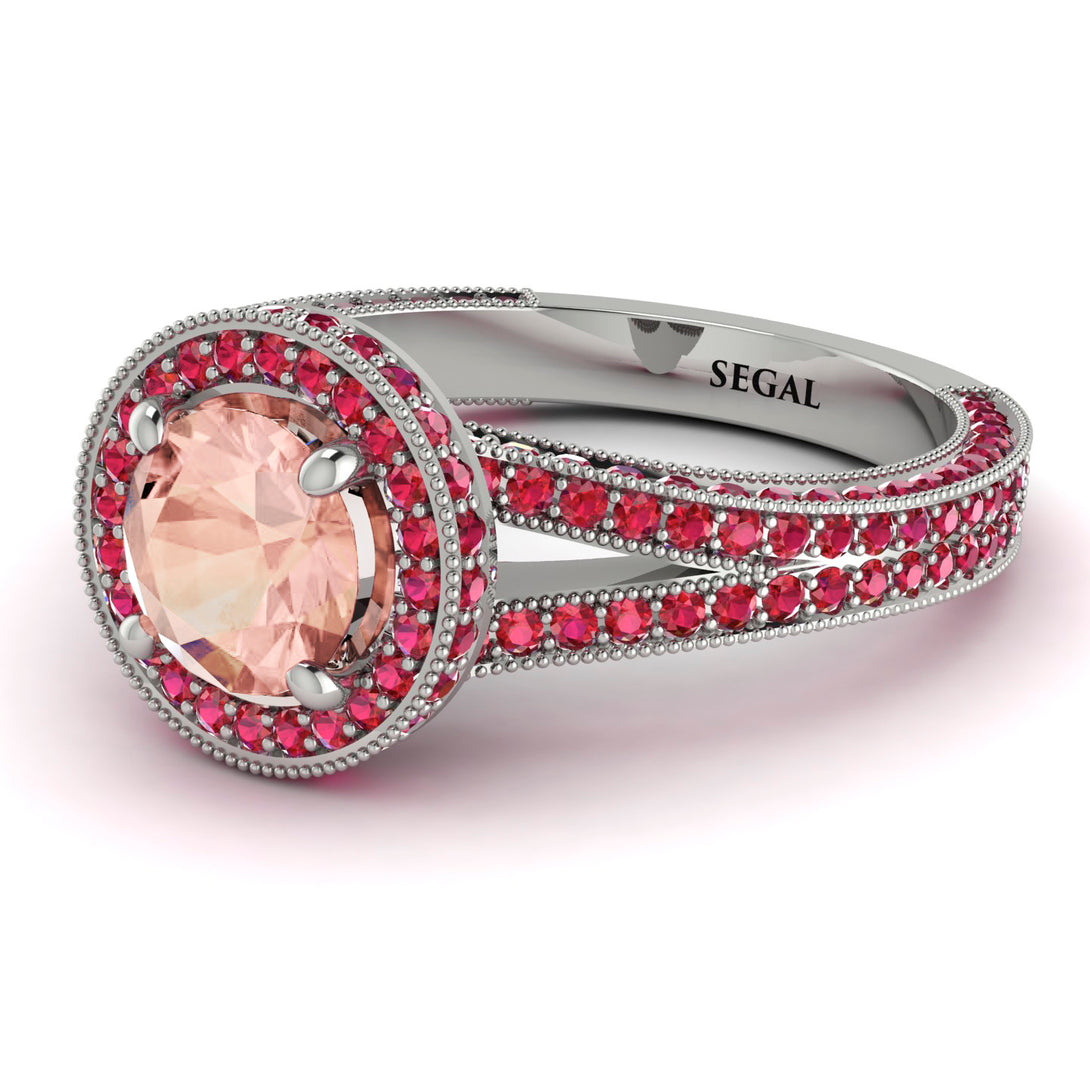 Milgrain Round Morganite Engagement Ring - Payton No. 912