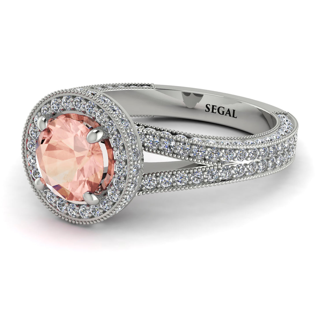 Milgrain Round Morganite Engagement Ring - Payton No. 903