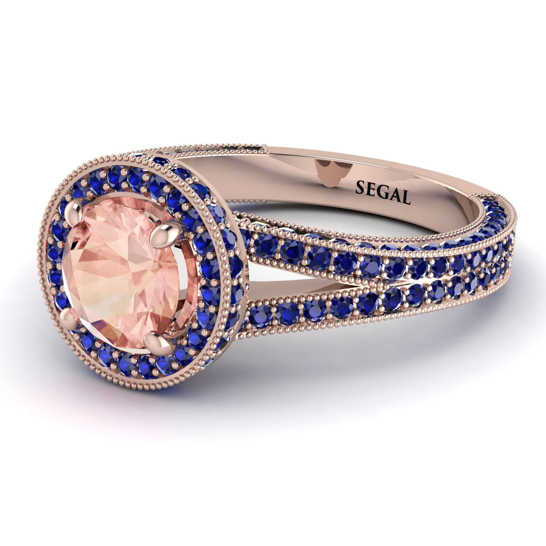 Milgrain Round Morganite Engagement Ring - Payton No. 914