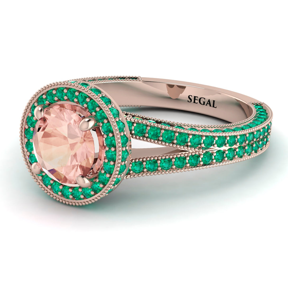 Milgrain Round Morganite Engagement Ring - Payton No. 905